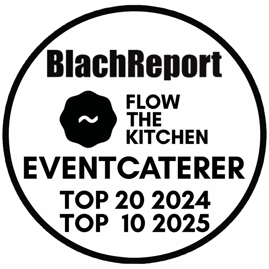 Auszeichnung Blach Report Eventcaterer Top 20 2024 und Top 10 2025 für Flow The Kitchen – Catering-Service, Full-Service und Eventplanung